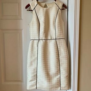 H&M | Work Cream Pencil Dress with Black Piping